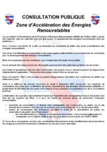 Consultation publique zone d’accélération des énergies renouvelables