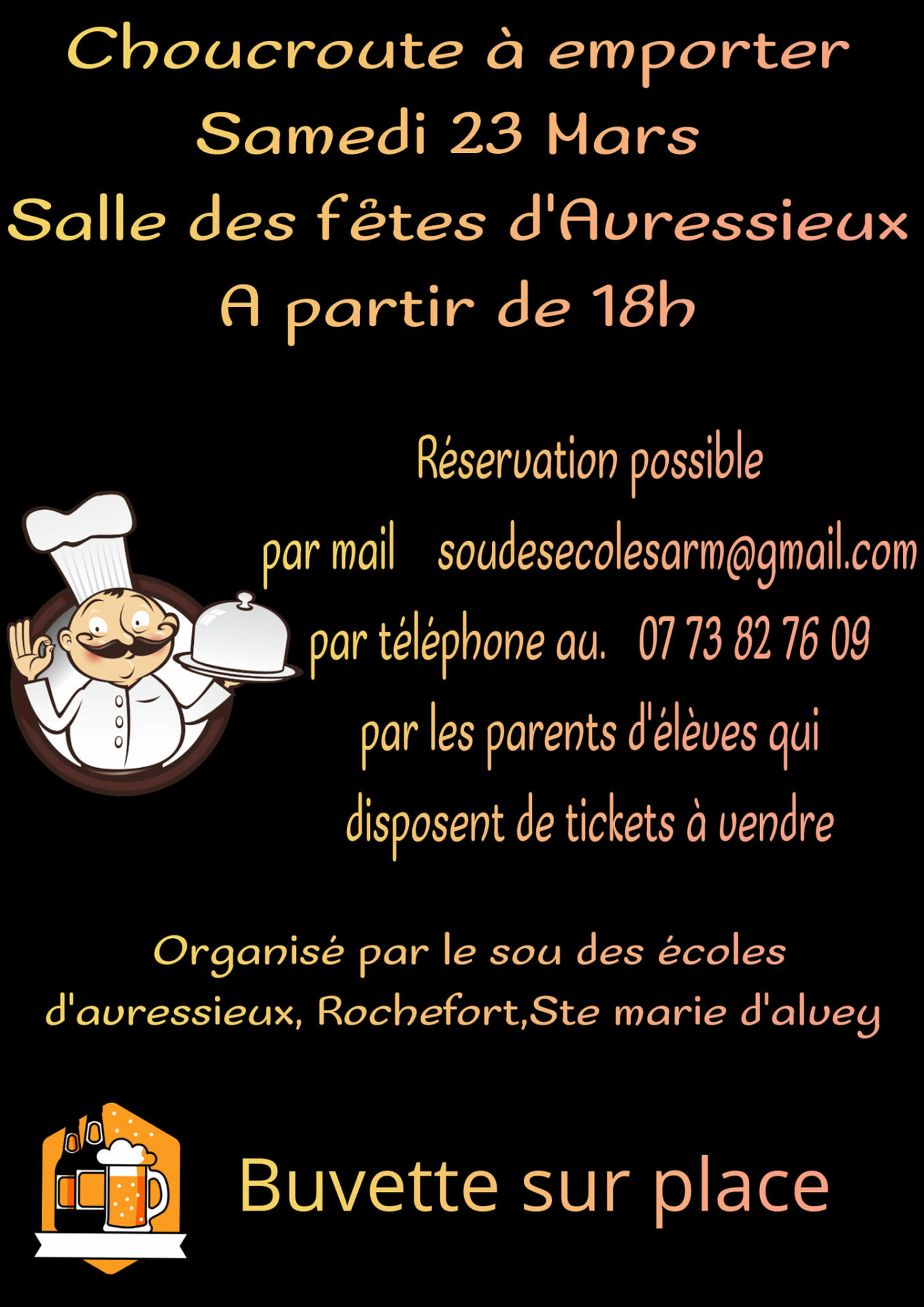 Choucroute à emporter – Samedi 23 mars