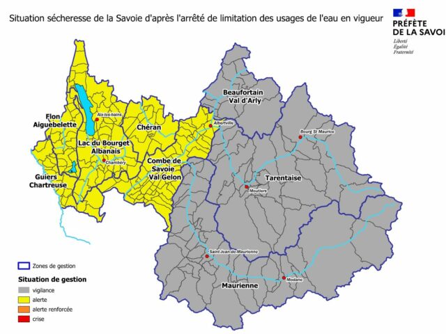 Passage en situation d&rsquo; « Alerte » sécheresse de la Savoie